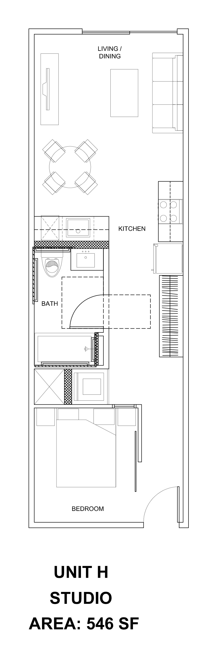 Unit H — 546 SF floor plan
