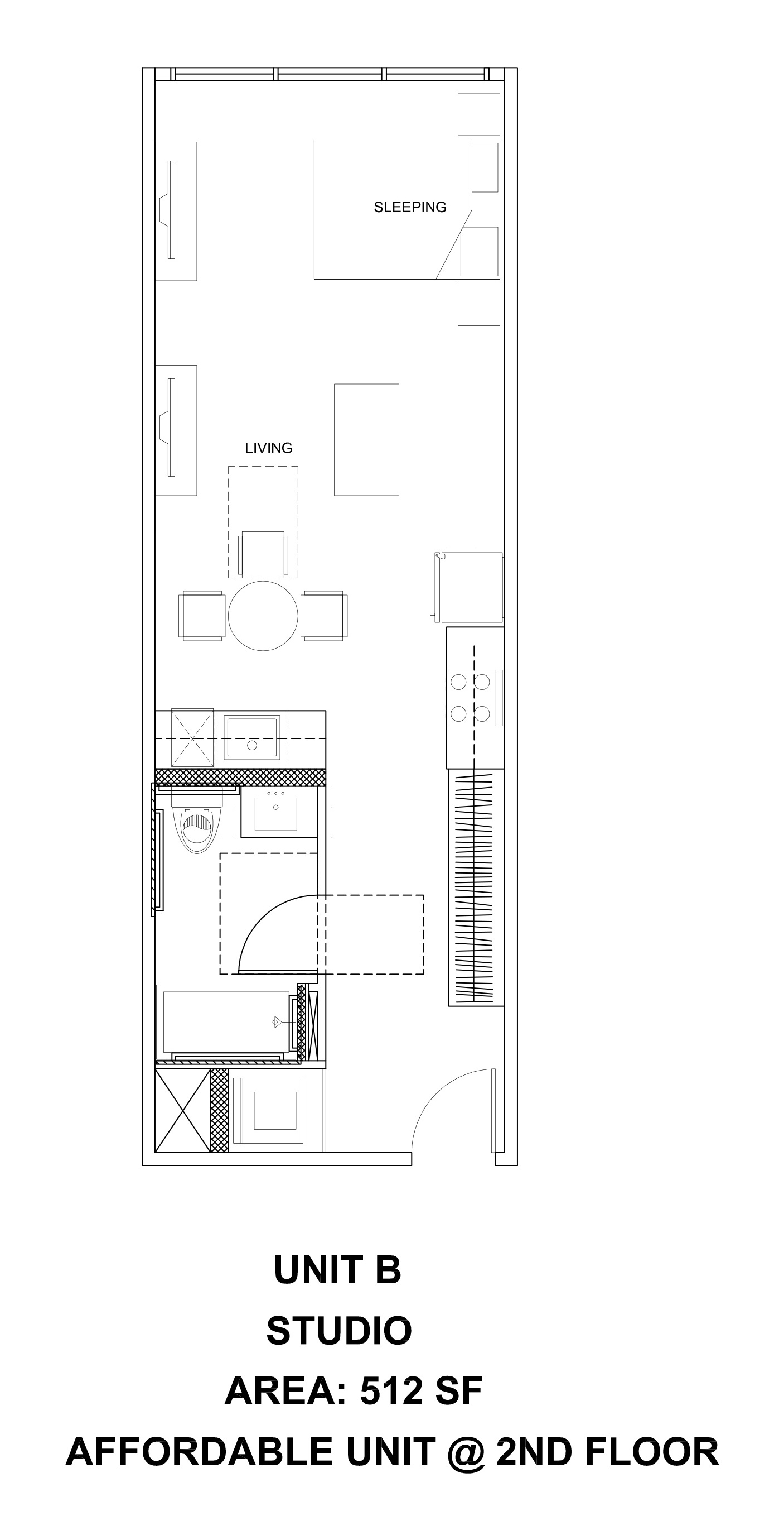 Unit B — 512 SF floor plan