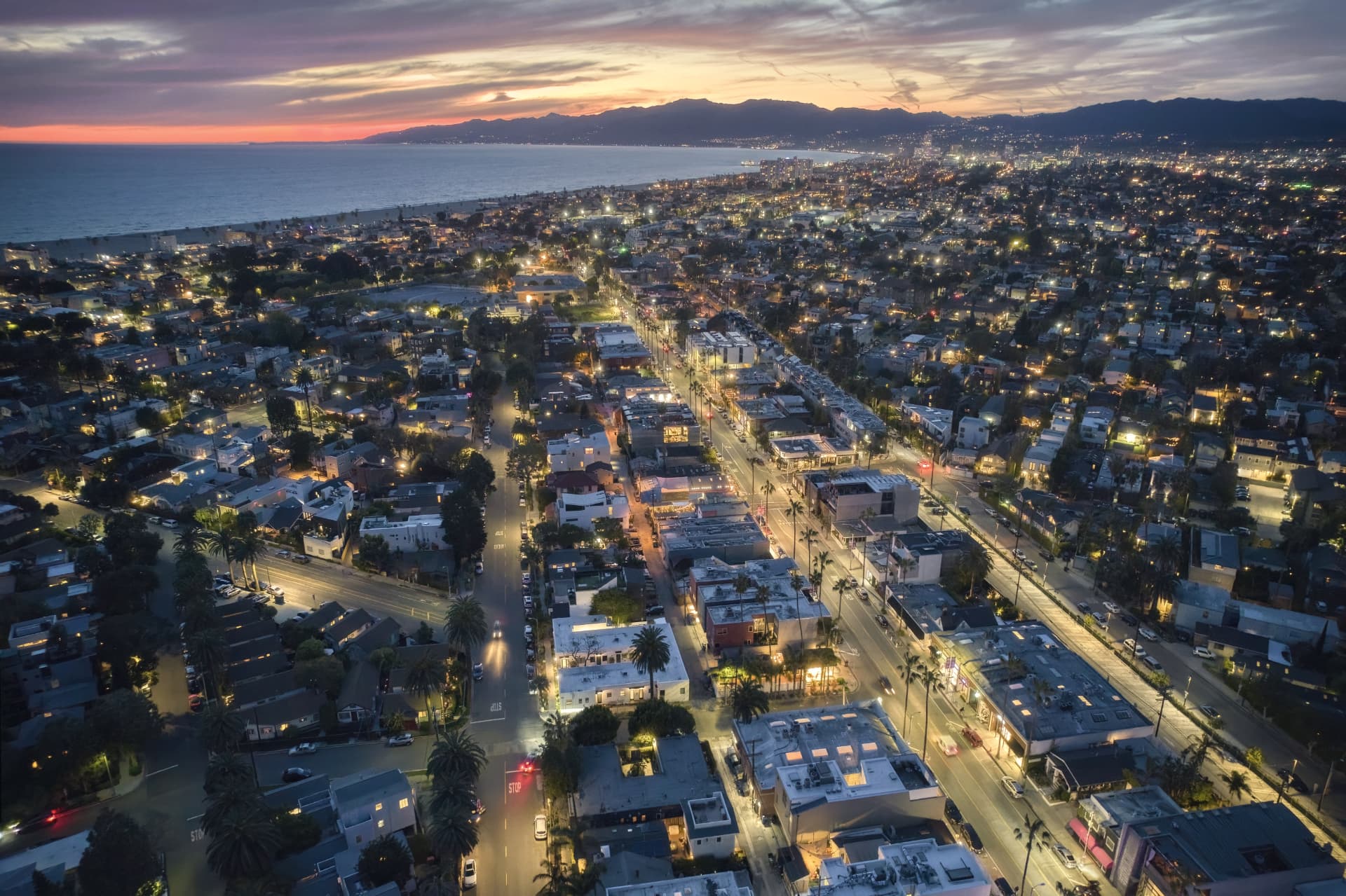 Venice streets glowing at dusk